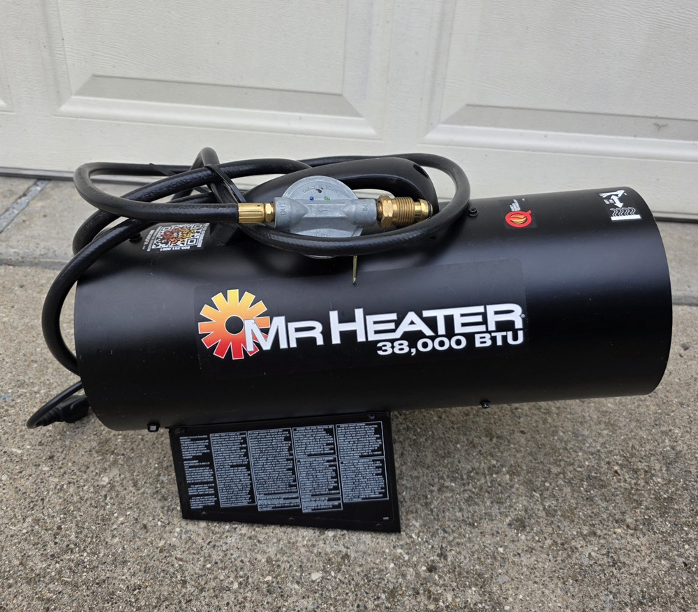Mr. Heater 38,000 BTU Propane Forced Air Portable Floor Heater, Black Handle